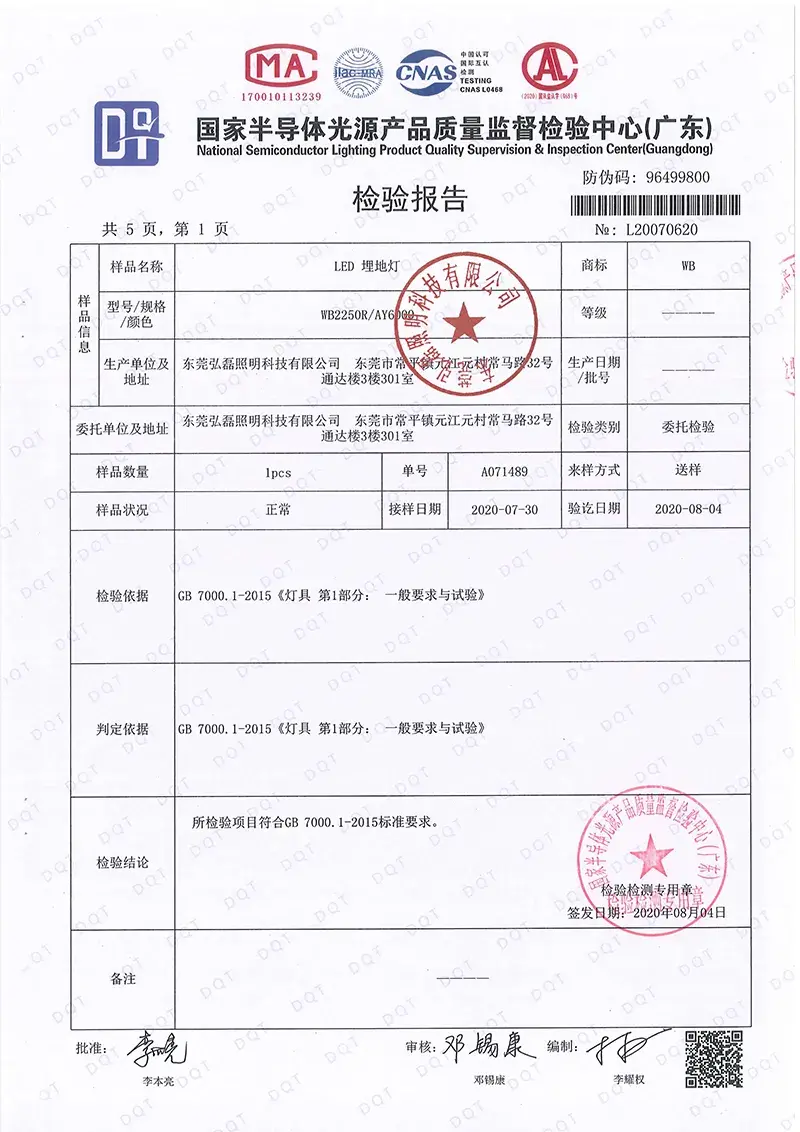 GB LED Outdoor Lighting Certification