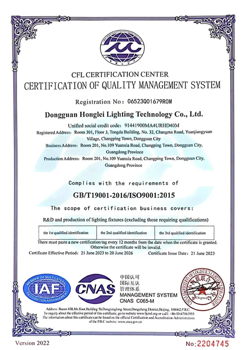LED Outdoor Lighting ISO Certification